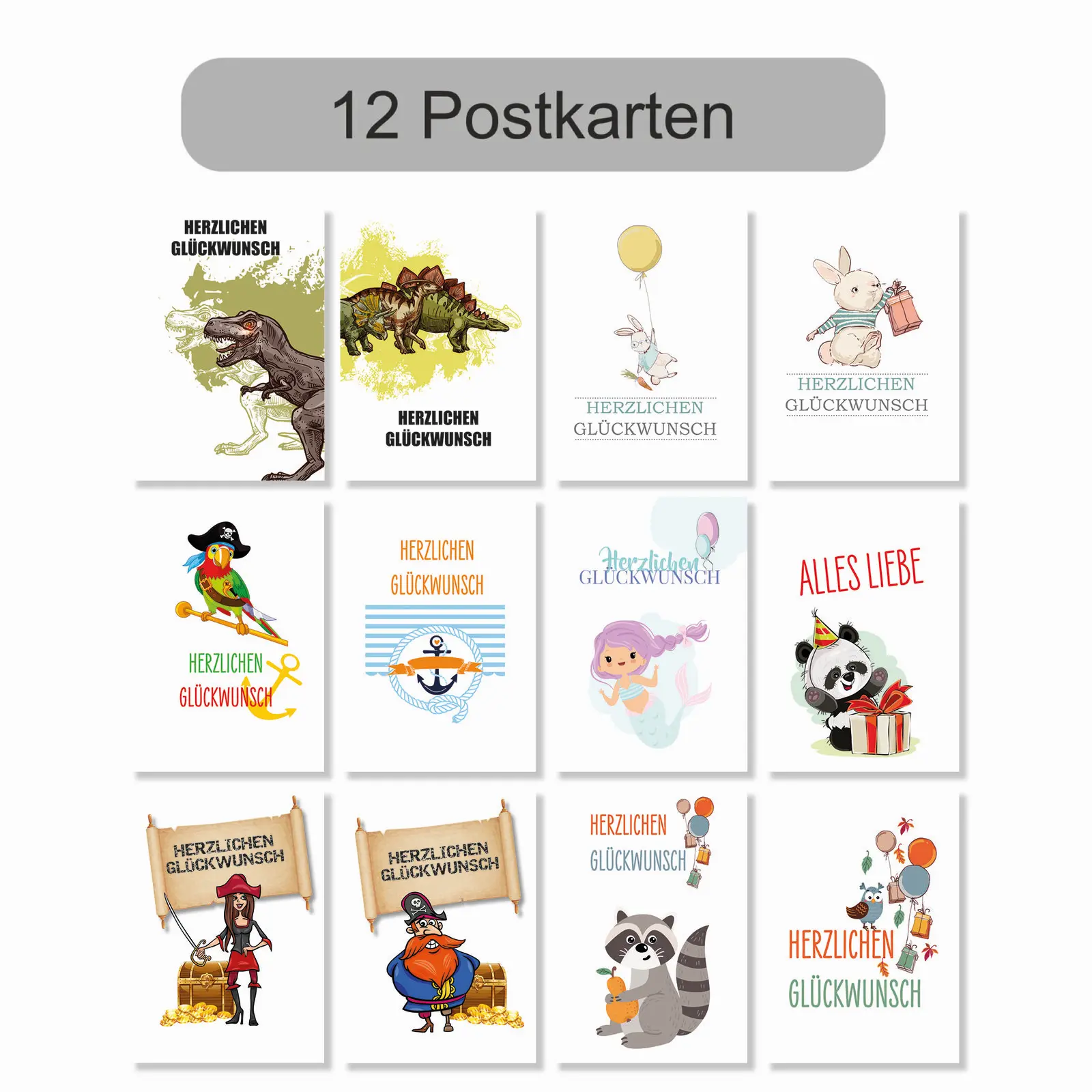 Gemischtes Set Herzlichen Glückwunsch 12 Motive