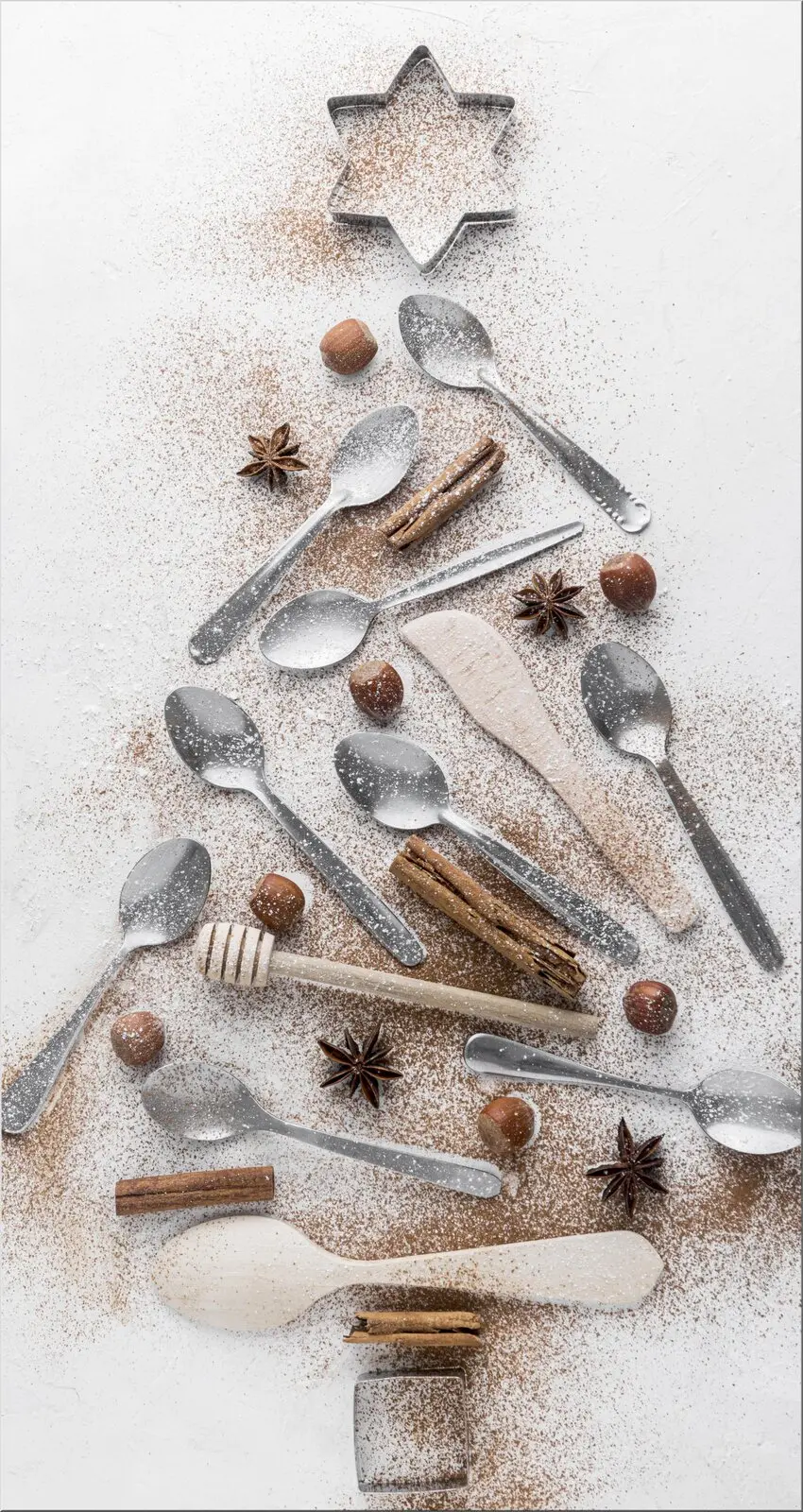 Große Weihnachtspostkarte Tannenbaum Zimt Plätzchen