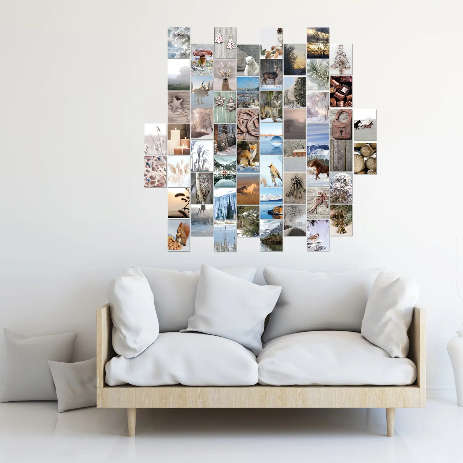 Naturfreundliche Weihnachtsdeko Papier Karten Wandcollage 56 Karten