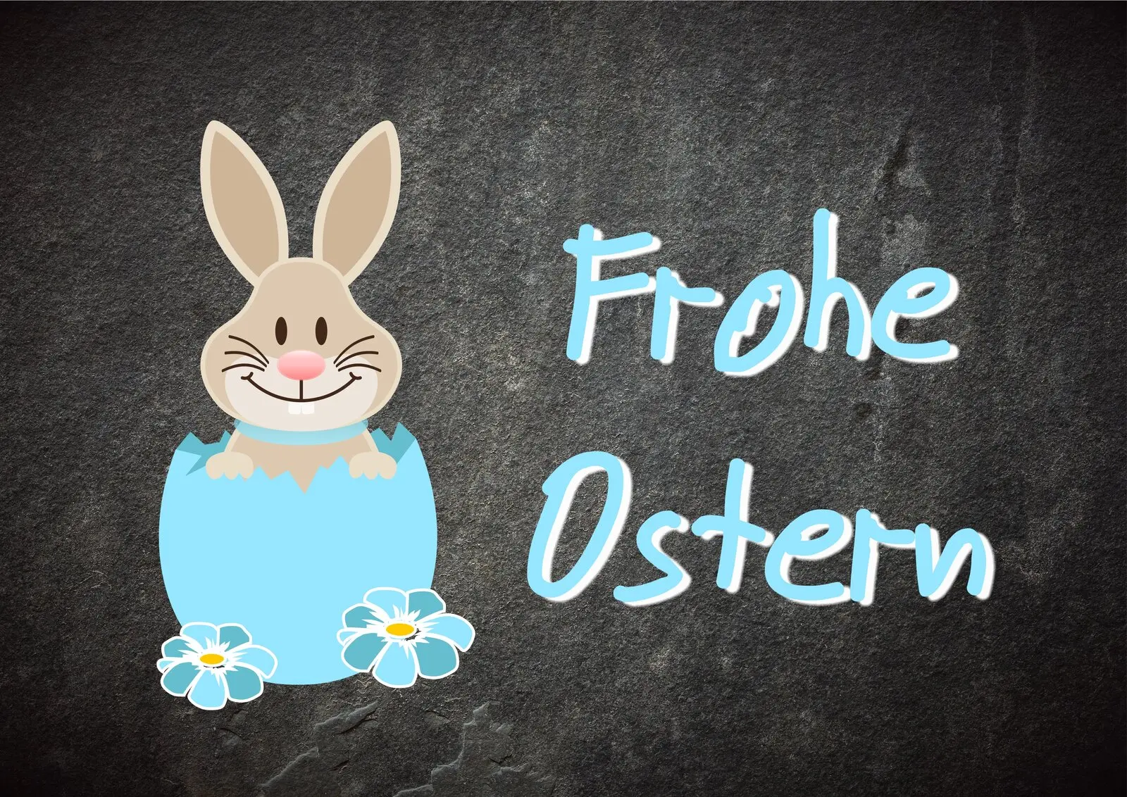 Witzige Osterpostkarte mit Osterhase und TeXt Frohe Ostern